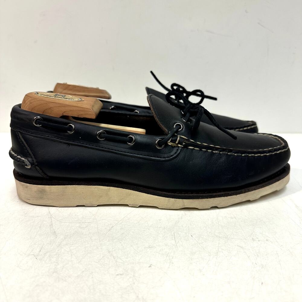 VGUC Rancourt & Co x Eastland Navy Blue Camp Moc Boat Shoe Made in Maine USA 7.5